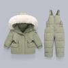 1–6Y Autumn Winter Toddler Snowsuit Set for Boys and Girls Warm Winter Jacket and Bib Pants with White Duck Down