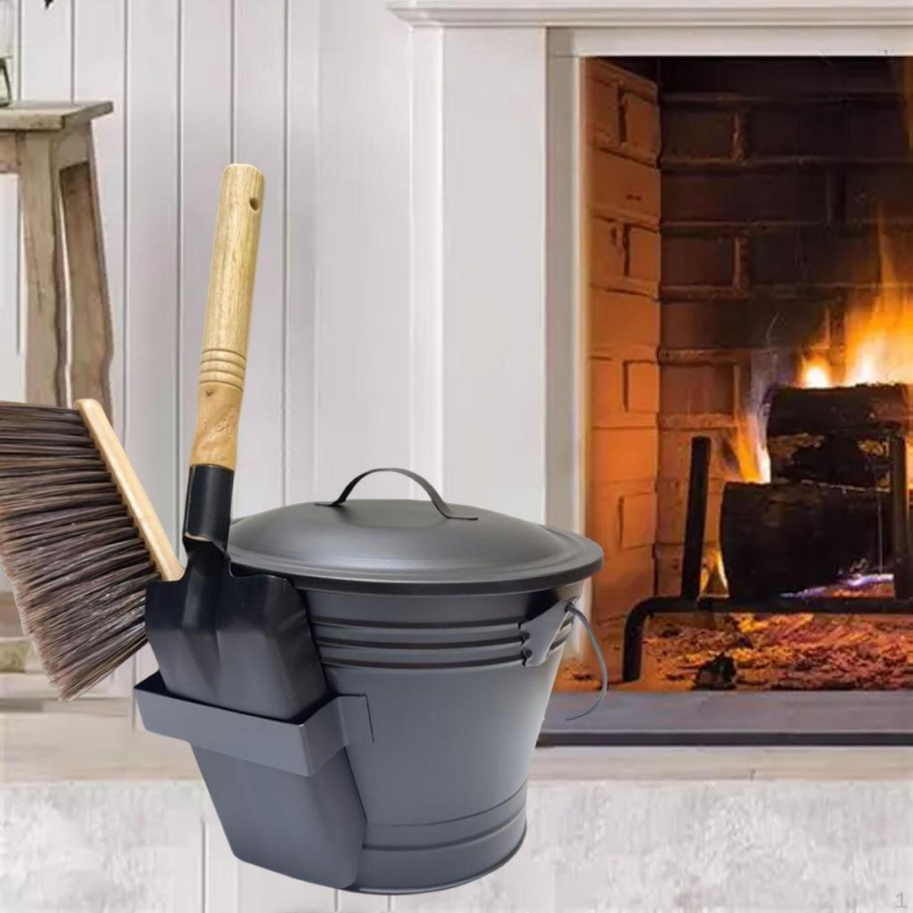 Fireplace Ash Cleaning Tool Set Tools, Sturdy, Professional Essential Accessories, Bucket