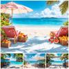 Summer Seaside Party Backdrops For Photography Tent Fruits Beach Palm Trees Holiday Camping Party Background Decor Photo Studio