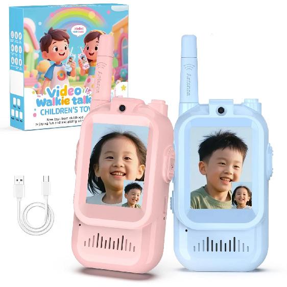 Kinder Video Walkie Talkie Set mit HD-Bildschirm Ein-Klick-Anruf Cartoon-Sprechanlage Einfache Bedienung Für Kinder Geschenk Outdoor Camping Reise