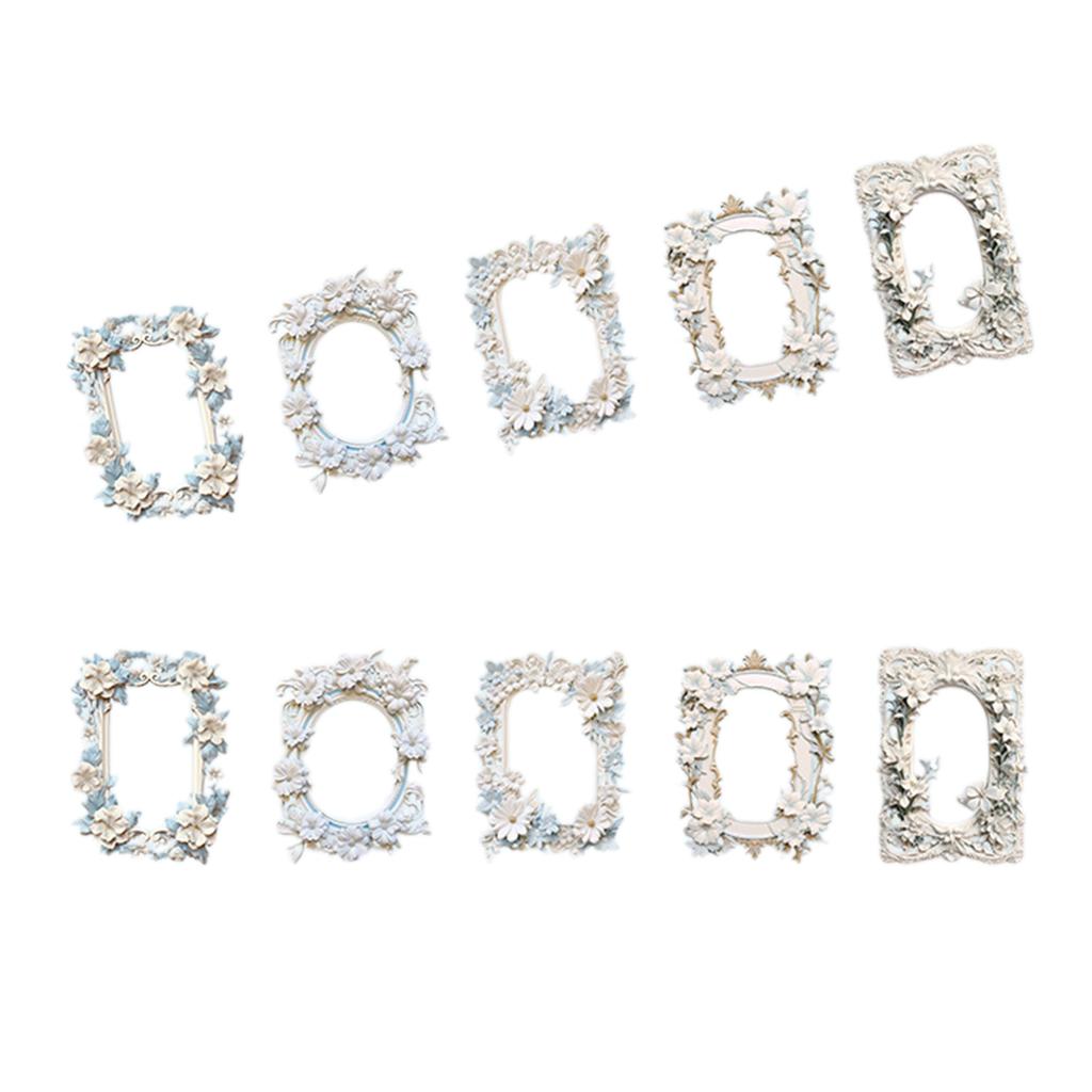 10Sheets Vintage Flower Embossed Collage Paper Vintage Frame Cutout Border for Craft Journal Decoration Valentine Card