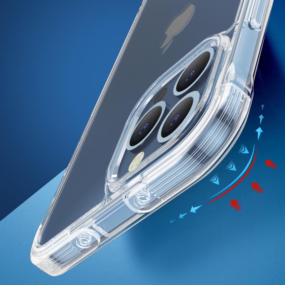 Case cover for iPhone 13 Pro Max armored case with hooks and stand transparent