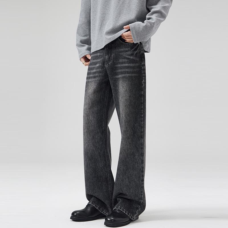 LKTM Unisex Vintage Washed Black Gray Slimming Micro Flare Jeans