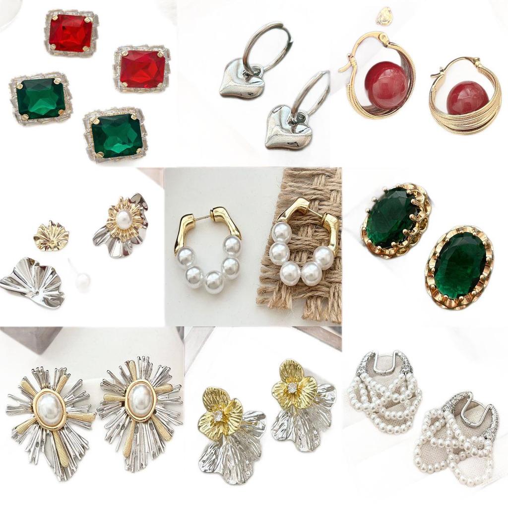 Retro Gem Pearl Flower Earrings - European Court Style, Light Luxury, Versatile Long Earrings