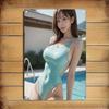 Artistic Metal Sign Swimsuit Woman Wall Decor Durable Iron Modern Home Cafe Office Bar 2D Flat Plate