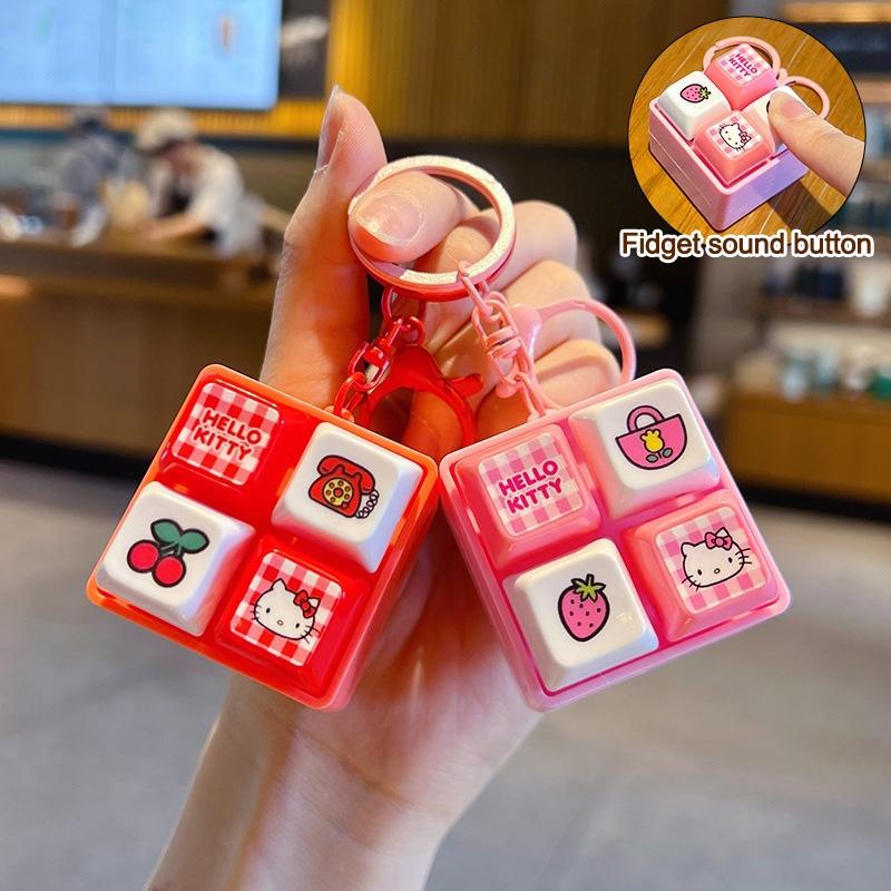 Hello Kitty Keyboard Keychain Stress Relief Keyboard Keyring Kitty Fidget Toys Click Keychain Bag Accessories Hanging Pendant