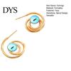 Golden Plated Earrings 1 Pair Women Hollow Spiral Design Multi-Color Lightweight Faux Gemstones Inlaid Electroplated Jewelry Accessories