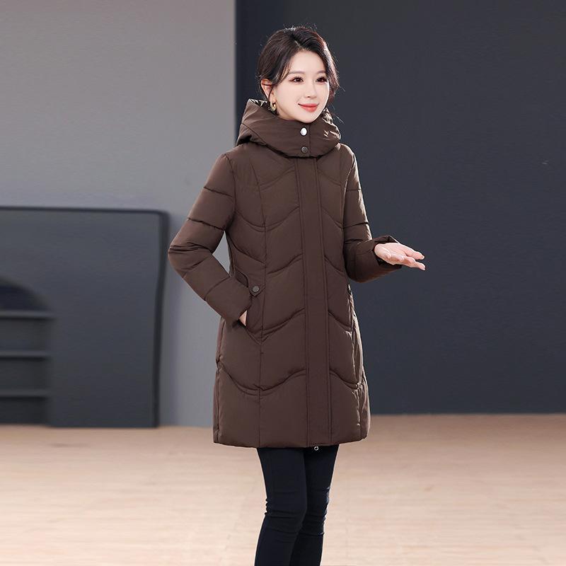 Winter new small warm thickened down cotton-padded jacket medium and long fashionable versatile cotton-padded jacket women's clothing