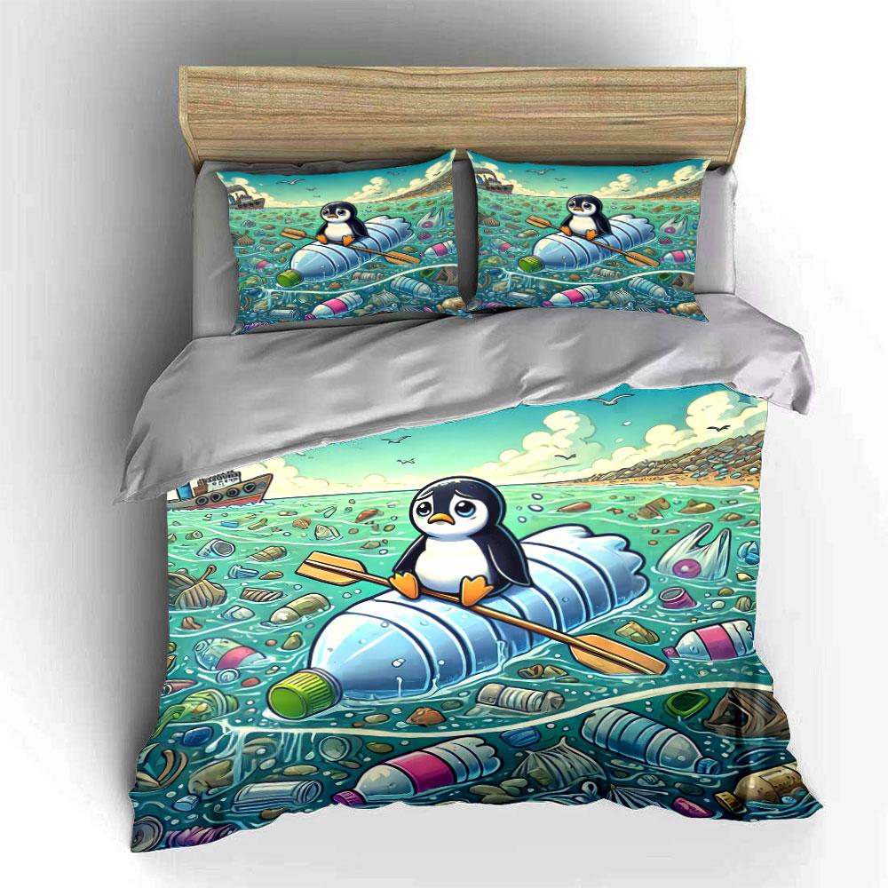 Penguin on plastic bottle. Bedding sets Duvet cover sets Duvet covers Pillowcases(1 * Duvet Cover 2 * Pillowcases without duvet insert)