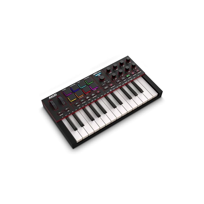Akai Professional MPK Mini IV USB-C MIDI Keyboard Controller for Beginners and Music Producers – MPC Drum Pad, 360° Knob, Pitch & Modulation Wheels,