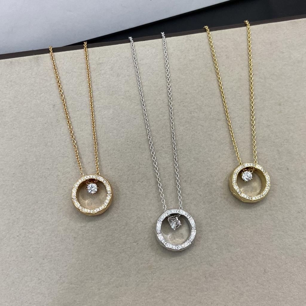 Rhombus Pattern COCO Smart Water Ice Moon Necklace Pendant Circle Temperament Stack