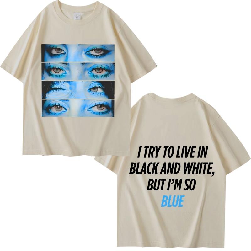 Billie T-Shirt Blaue Augen trafen mich hart und sanft T-Shirt Herren Damen Oversized 100% Baumwolle Kurzarm Sommerdruck Unisex Oberteile T-Shirts