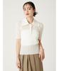 FRAY Sheer Wide Rib Knit Polo FWNT252132 White I.D. Women's