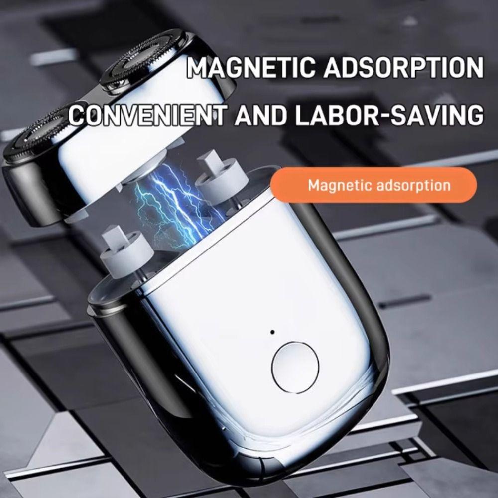 Type-C Charging Magnetic Rotary Razor USB Rechargeable Face Hair Remover Tool Travel Use