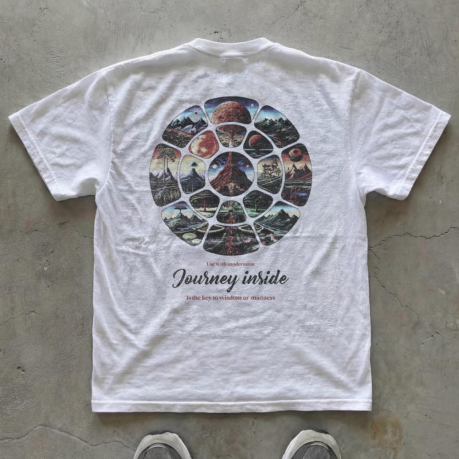 Journey Inside Regular Fit T-Shirt | Visionary Art Unisex Tee | Psychedelic Spiritual Streetwear Shirt S