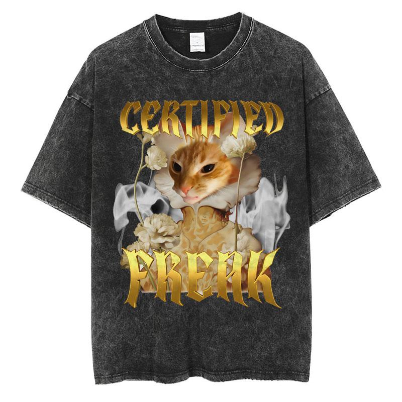 Wash I Survived Todays Tummy Ache Funny Cat Meme T Shirt Men Women Personality Fashion Tshirt Cotton Casual Oversized T Shirts