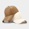 Classic Pu Fabric Baseball Cap With Adjustable Strap And Sun Block For Middleaged Adults