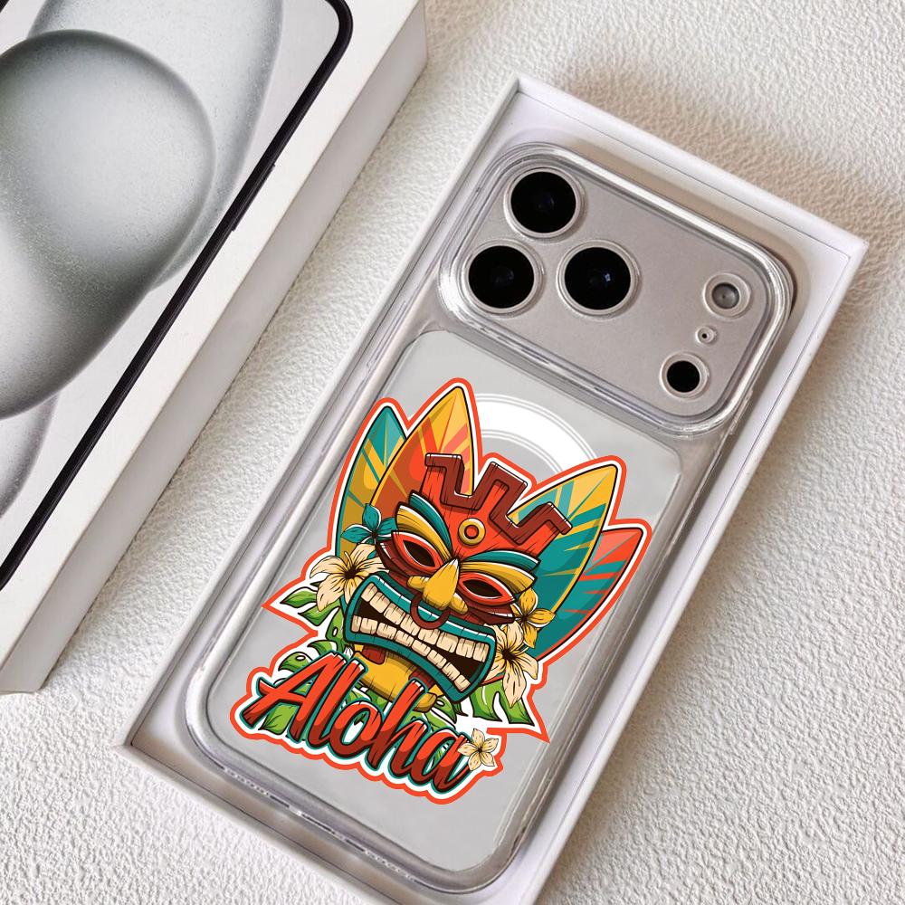 TIKI Stammesmaske Handyhülle Für iPhone 17 16 15 14 13 12 Pro Max Plus Mit Magnetischer Kristallklare Hülle Kabelloses Laden