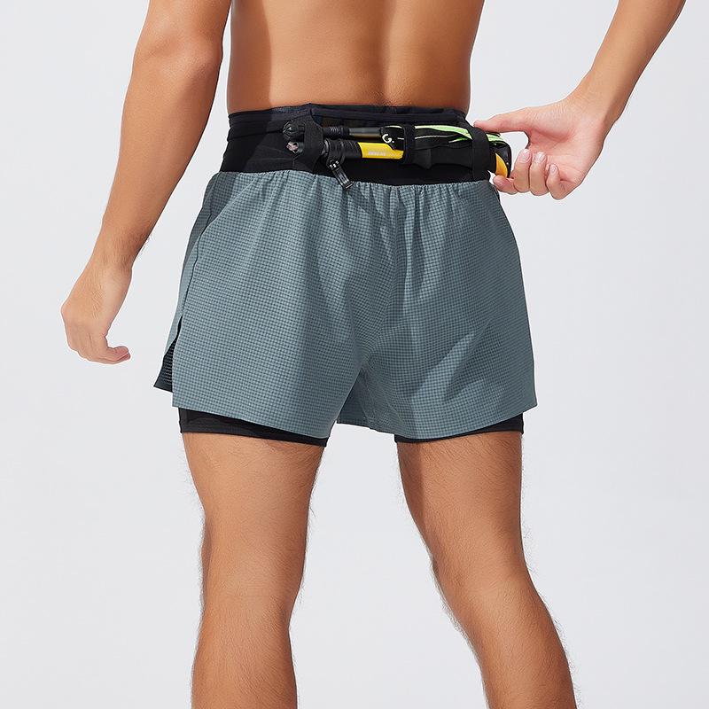 Men's Double-Layer Outdoor Multi-Pocket Fitness Shorts
