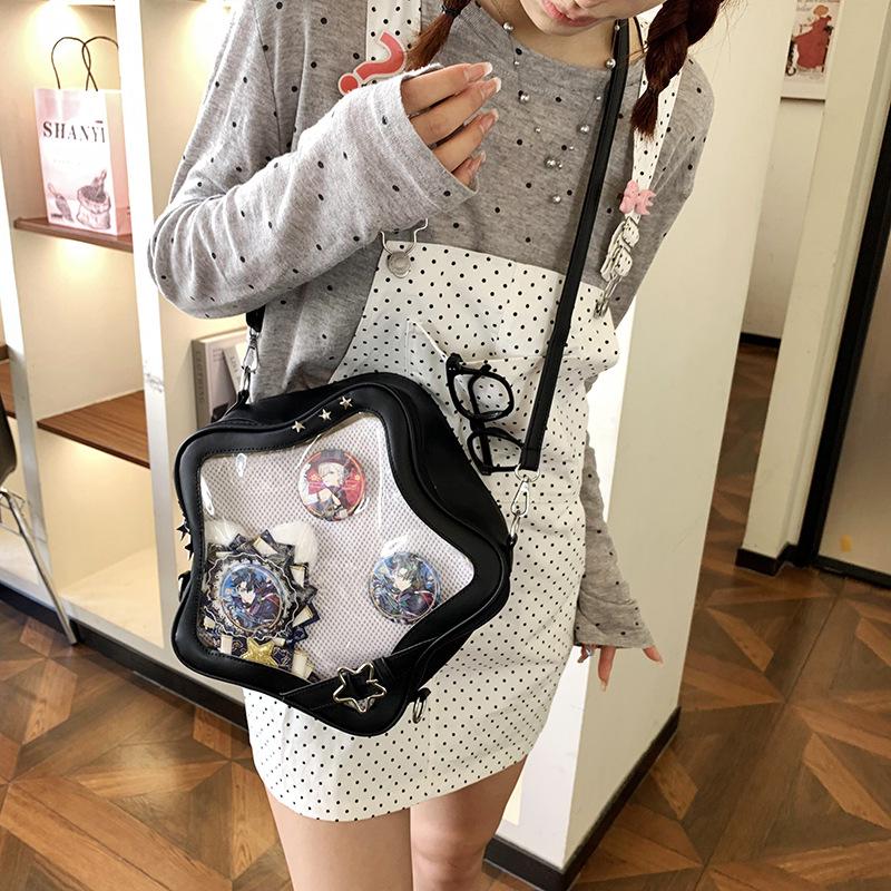 Transparente Stern-Ita-Tasche - Rucksack im koreanischen Stil mit großem Fassungsvermögen für Damen und Studenten