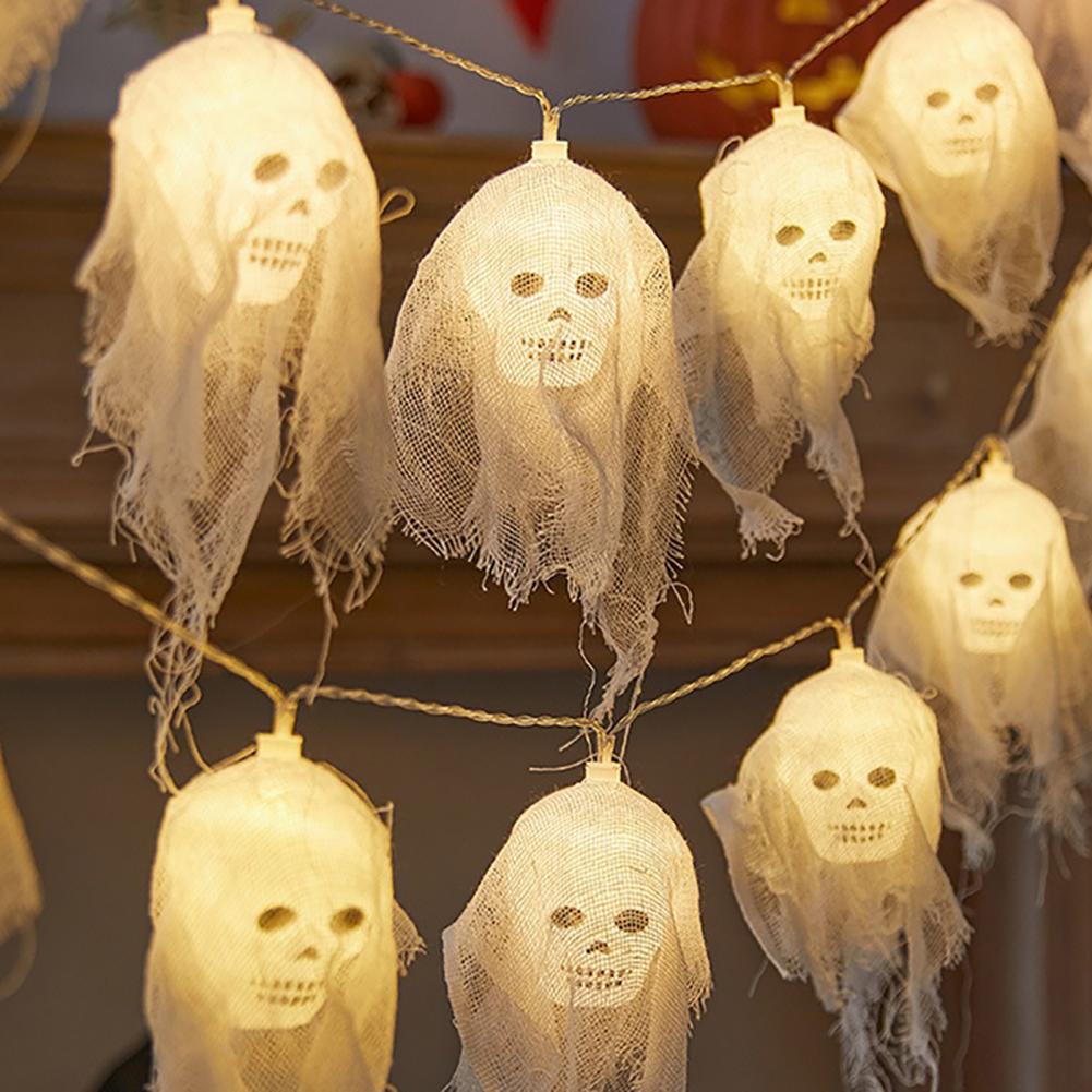 Halloween Skull String Lights Battery Powered Halloween Lights Multicolor Skull Ghost Head Led String for Halloween Parties