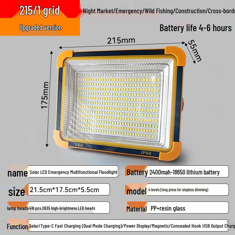 Outdoor Multifunctional Solar Floodlight with Long-lasting Battery for Emergency Lighting