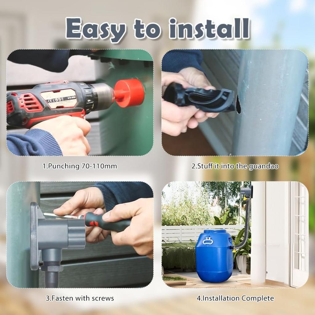 Rainwater Collector for Downpipe 70-110 Mm, Downpipe Rain Collector Rainbarrel Connection Downpipe Rainbarrel Connection, Rain Collector for Roofs