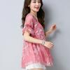 Chiffon Short Sleeved Plus Size Women's Top with Floral Loose T Round Neck and Stylish Small Shirt