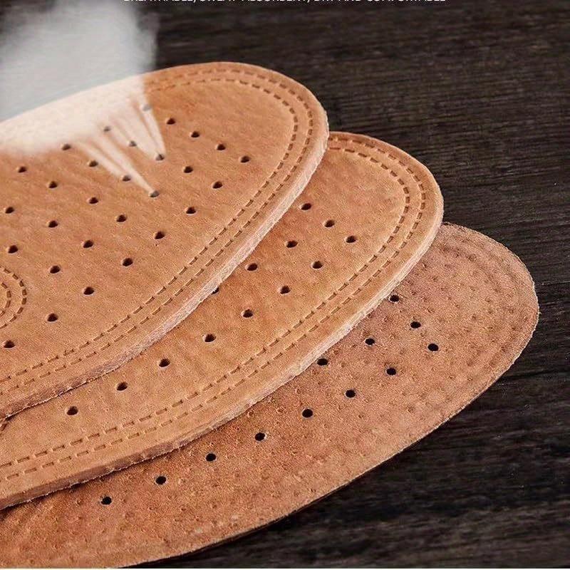 8 Paar Atmungsaktive Anti-Geruch Komfort Einlegesohlen - Unisex Braune Ledersohlen-Einlagen für Damen & Herren, Passend für Businessschuhe, Slipper, Stiefeletten & High Heels