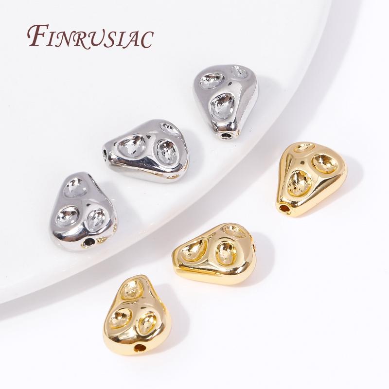 18K Gold Plated Brass Irregular Spacer Beads DIY Beadwork Accessories Supplies For Needlework Natural Stones Jewelry Making