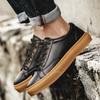 Spring Autumn Newest Leather Men Casual Shoes Black Mens Sneakers Fashion Leisure Walk Office Lace-Up Loafers Men'S Shoes