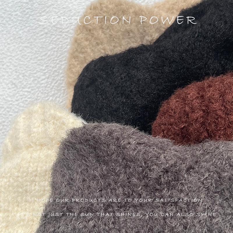 Women's Fashion Korean Style Autumn and Winter Warm Knitted Woolen Earflap Hat Ladies Cute Pullover Teddy Bear Hat