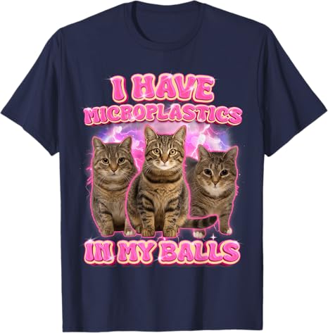 

I Have Microplastics in My Balls TShirt Cat Mom Kitty Lover Graphic Outfit Womens Fashion Sarcastic Joke Saying Tee Y2k Tops 4XL