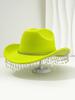 Cross-border Popular Women's Unique Sweet Top Hat Square Point Diamond Hat Chain with Rhinestone Tassel Suitable for Music Parties