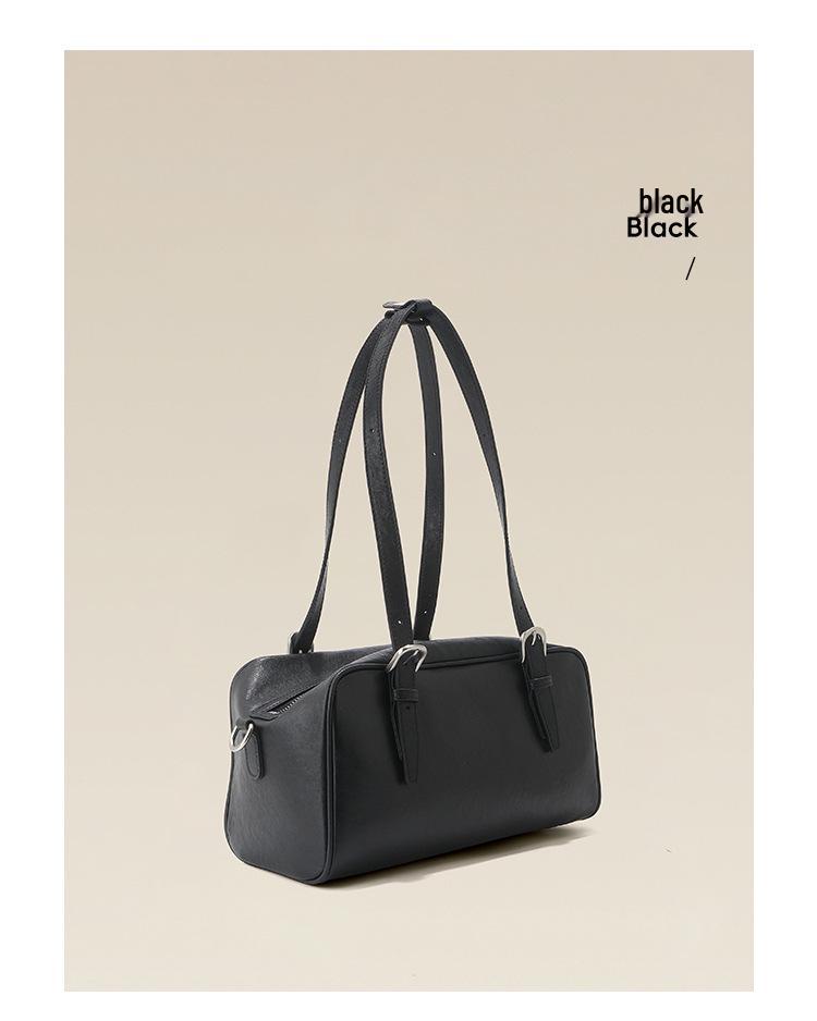 2026 Early Spring Genuine Leather Boston Bowling Bag - Top Layer Cowhide, Underarm Tote & Single Shoulder Pillow Handbag