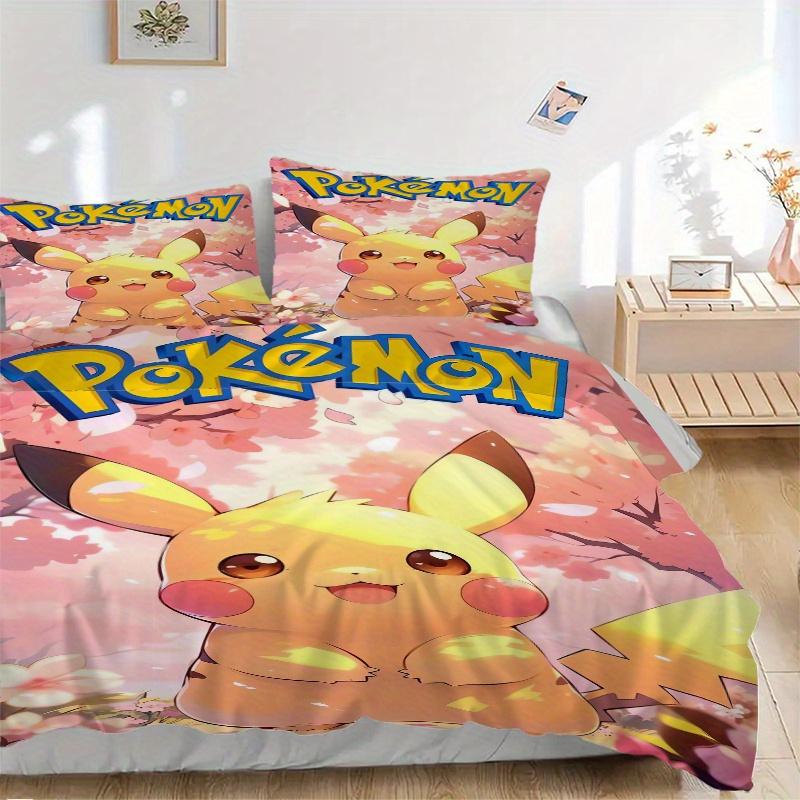 

3pcs Pink Pikachu Pokémon Bedding Set, Including 1 Quilt Cover and 2 Pillow Shams,Soft and Comfortable Home Bedroom.F055 135x200cm