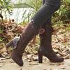 Botas de Mujer de Cuero con Encaje y Tacón Alto Invierno 2021