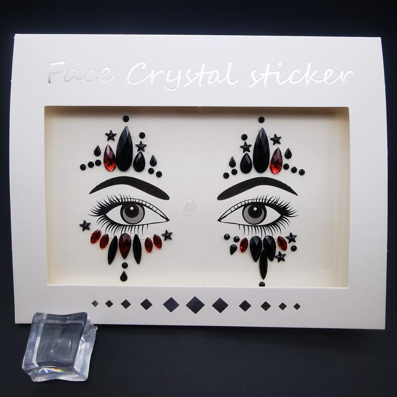 Cat Face Masquerade Rhinestone Stickers & DIY Jewelry Ring for Makeup