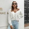Women's Long Sleeve Ruffle Knit Cardigan - Loose Fit for Autumn/Winter