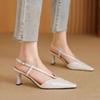 Fashion Pointed High Heels Women's Summer Baotou Shallow Mouth Set Foot Fabric Metal Buckle A Word Belt Wear-resistant High Heels