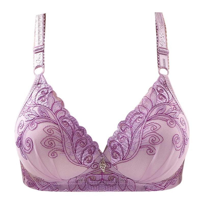Women's Beautifully Embroidered Floral Bra Push Up Pair Breast Support Comfort Bra Thin Brasieres Sexy