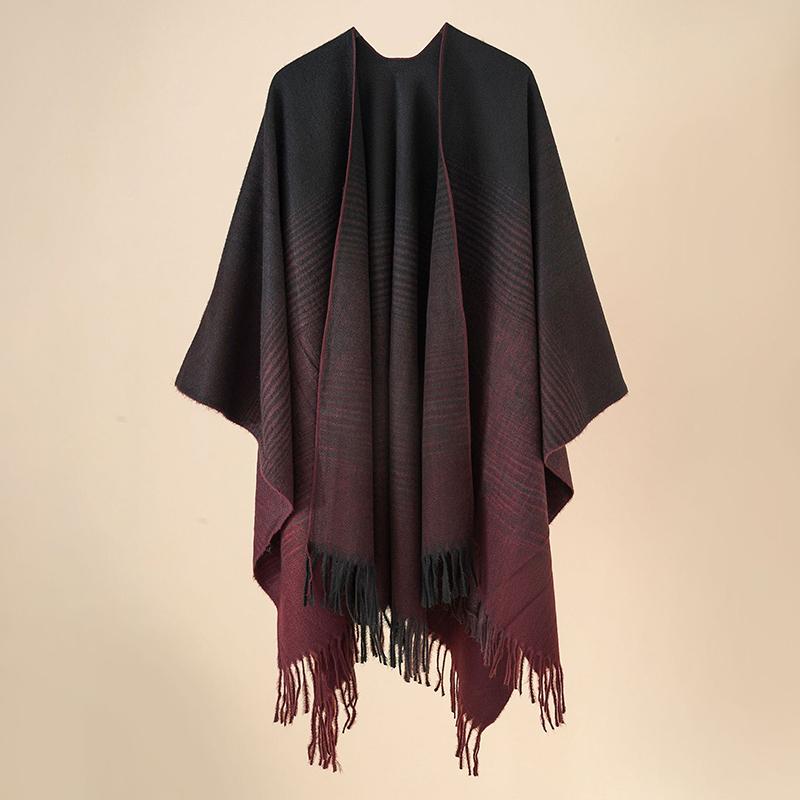 

New Imitation Cashmere Women Scarf Autumn Winter Striped Tassel Poncho Wrap Blanket Capa Para Mujer Pashmina Shawl Echarpe Hiver One Size& 8Y