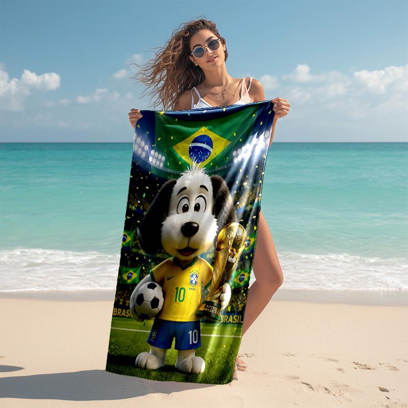 1pc Brazilian Soccer Mascot Trophy Cartoon Quick Dry Microfiber Bath Towel for Swimming Surfing Camping Unisex Holiday. SJT720127