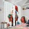 2pcs,2D Plane Printing Pattern Curtains Cute Santa Claus Presents Snow (3) Polyester Fabric (without Rod) Decorations Inside Use