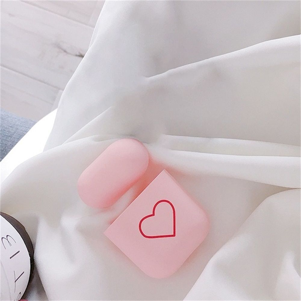 Cute Heart Couples Case Hard PC Earphone Case Cute Design Charging Box Case  FOR Airpods 2