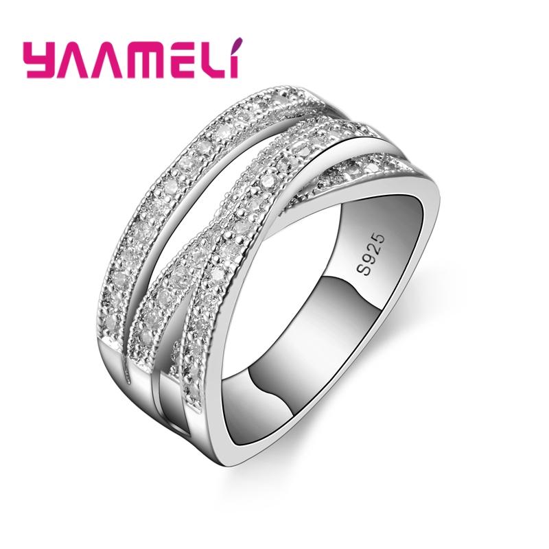 

Fashion Women Men Rings 925 Sterling Silver Color Jewelry Crystal Inlay Overpass Cross Bague Bijoux Dropshipping 5-13 5