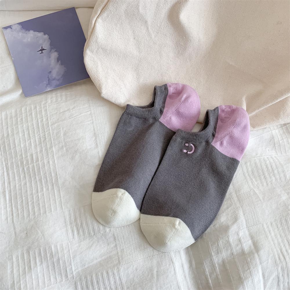 

Женские носки-невидимки с корейским смайликом - Милая мультяшная вышивка, Противоскользящие, Весенне-летняя коллекция