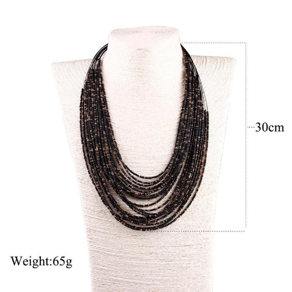 African Acrylic Beads Jewelry  Bohemia Necklaces Women Fashion Statement Multilayer Necklace