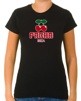 Pacha Ibiza Logo Ciliegia Bianca T-shirt da Donna a Manica 3/4 Corta T2968
