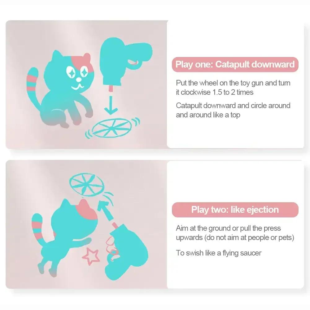 Funny Cat Toy Interactive Launch Pet Training Toy For Kitten Mini Flying Disc Shooting Gun Chasing Games Cat Toys Pet Supplies
